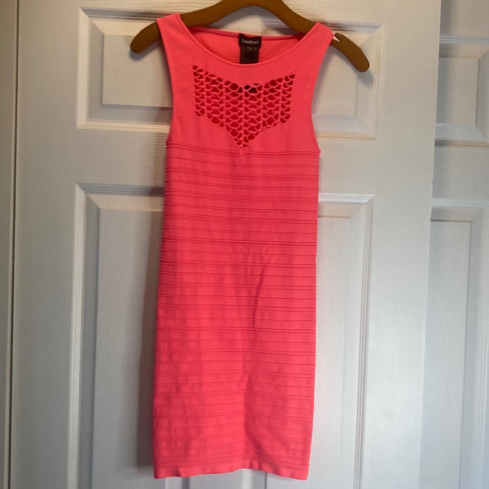 Bebe Dress, Color is Flaming Coral, Small, Worn Once